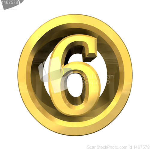 Image of 3d number 6 in gold 