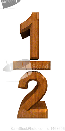 Image of 1/2 one quarter in wood - 3D