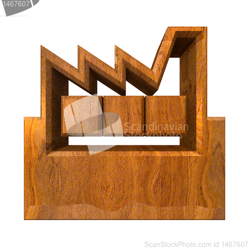 Image of Manufacturer Building Icon on a White Background - 3d in wood 