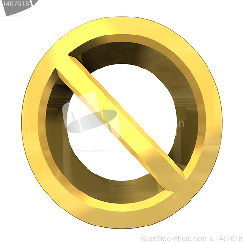 Image of forbidden symbol in gold (3d) 