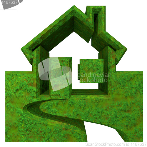 Image of House Icon in grass - 3d made 