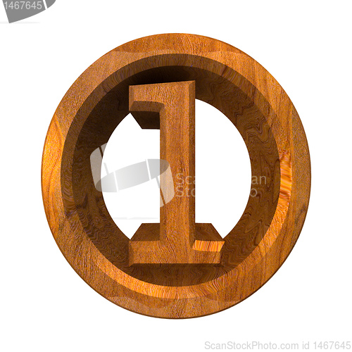 Image of 3d number 1 in wood 