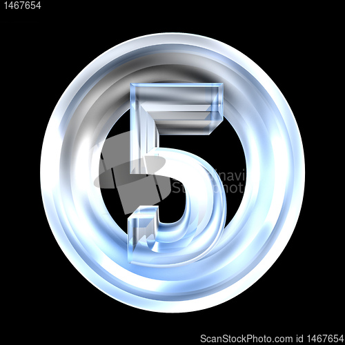 Image of 3d number 5 in glass 