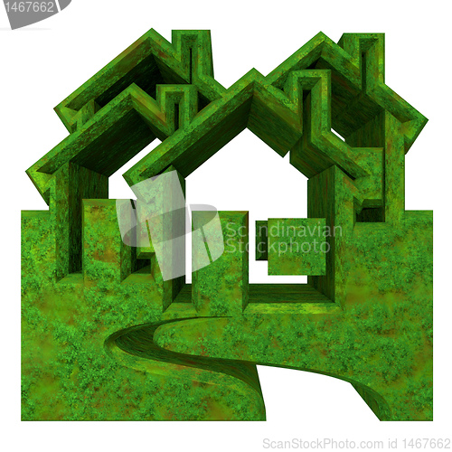 Image of House Icon in grass - 3d 