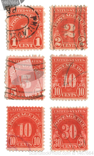 Image of old postage stamps from USA