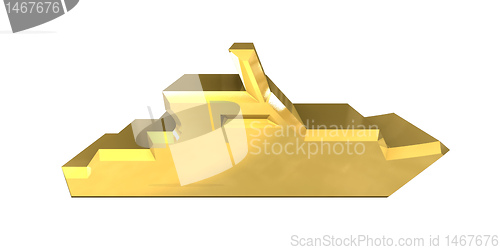 Image of yacht Icon on a White Background - 3d gold 