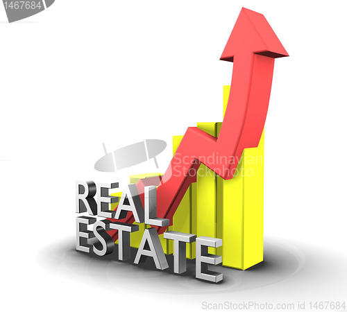 Image of Statistics graphic with real estate word - 3d