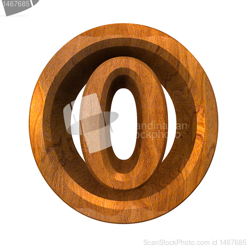 Image of 3d number 0 in wood 