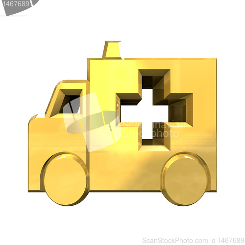 Image of ambulance symbol in gold - 3d 