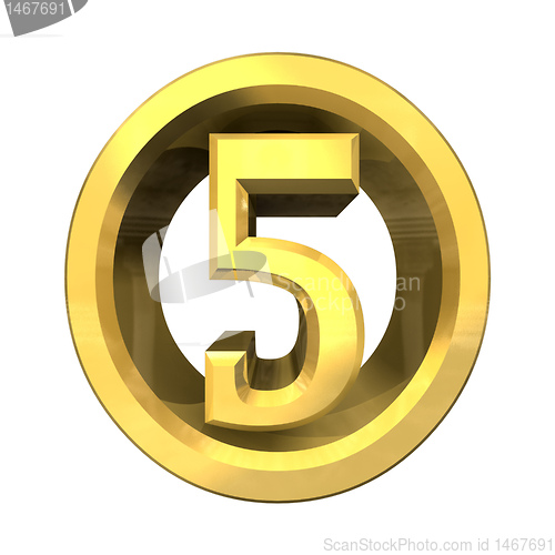 Image of 3d number 5 in gold 
