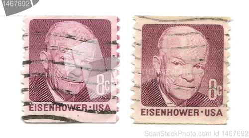 Image of old postage stamps from USA Eisenhower 