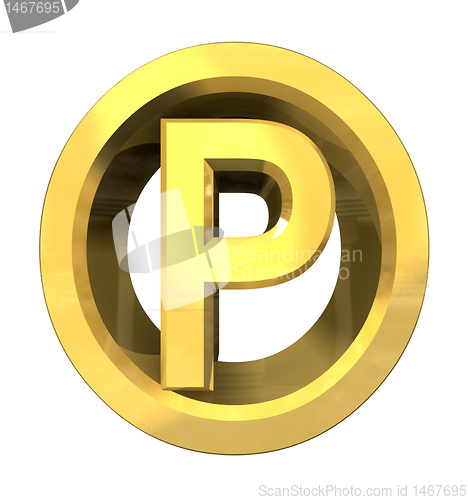 Image of parking symbol in gold (3d) 