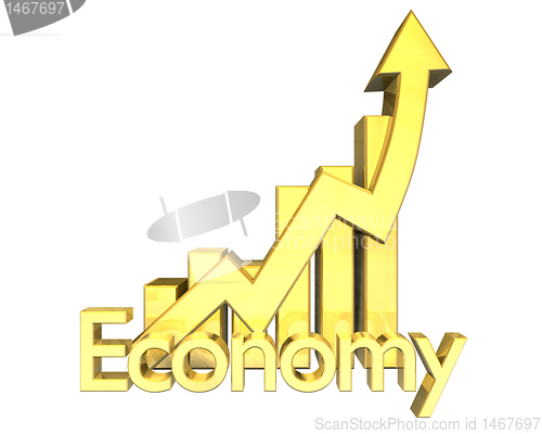 Image of 3d Economy - Statistics graphic in gold 