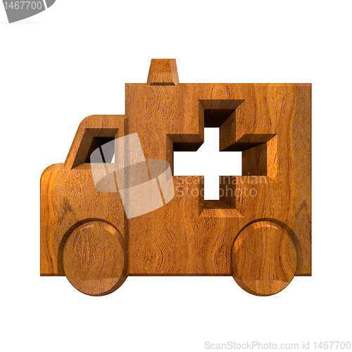 Image of ambulance symbol in wood - 3d