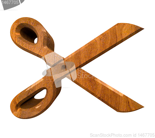 Image of Scissor in wood - 3d 