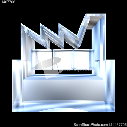 Image of Manufacturer Building Icon on a White Background in glass - 3d