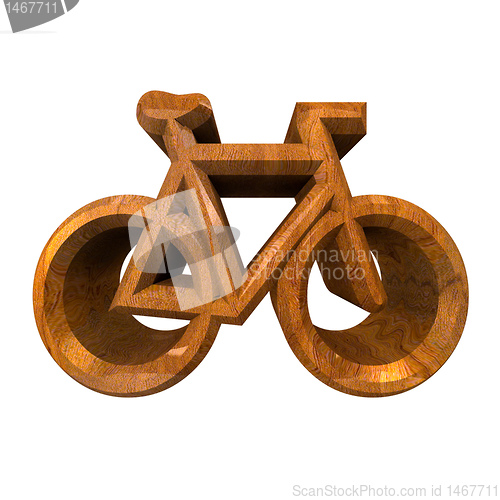 Image of bike symbol in wood (3d)