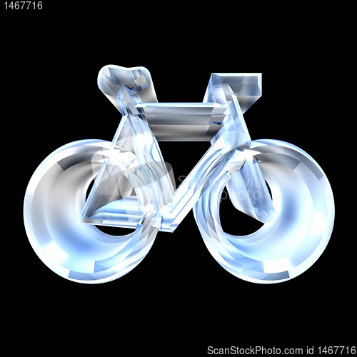 Image of bike symbol in glass (3d) 