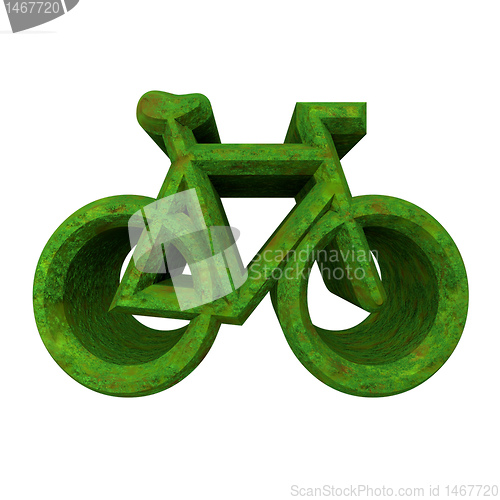 Image of bike symbol in grass (3d)