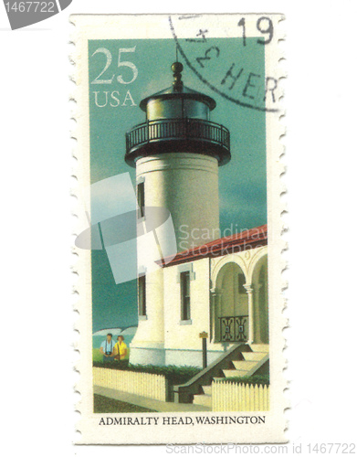 Image of Old postage stamp from USA with Lighthouse 