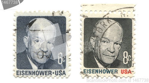 Image of old postage stamps from USA Eisenhower 