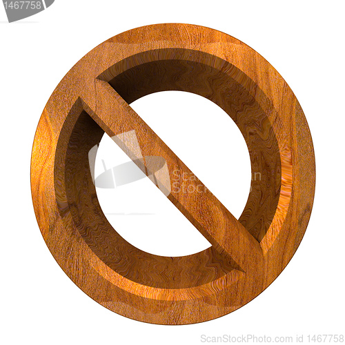 Image of forbidden symbol in wood (3d) 