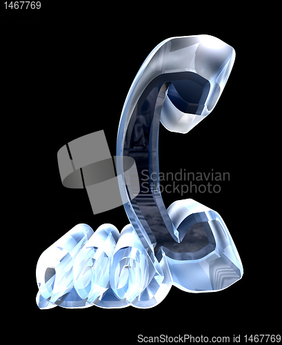 Image of phone symbol in glass - 3D 