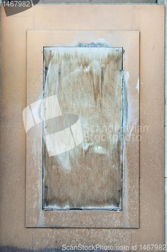 Image of XXXL Grungy Water Stained Wood in Metal Frame