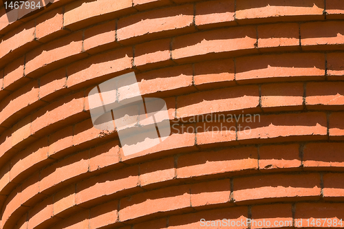 Image of Full Frame Curved Bricks in Row Building Abstract