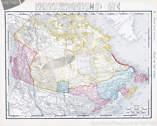 Image of Antique Vintage Color Map of Canada