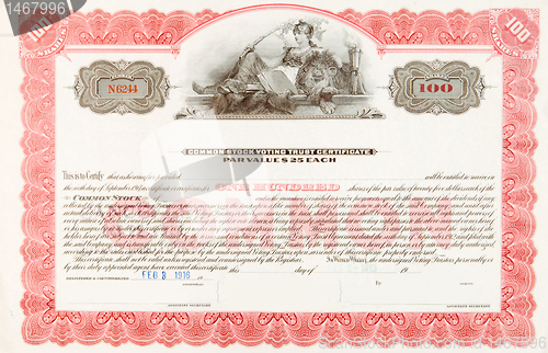 Image of U.S. Stock Certificate 1916 Woman Reclining Lion