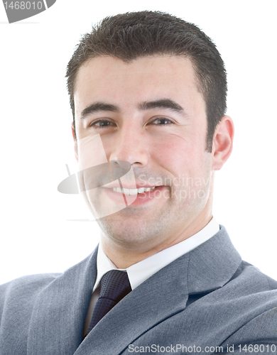 Image of Head Shot of Caucasian Hispanic Man Smiling at Camera