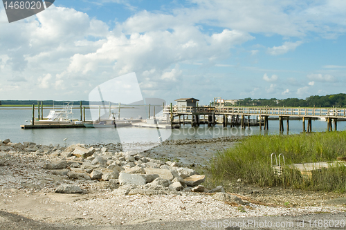 Image of Pier Dock into Back Bay, Low Tide, Hilton Head Island