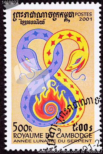 Image of Canceled Cambodian Postage Chinese Year of the Snake 2001 Series