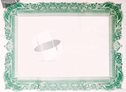 Image of Old Vintage Stock Certificate Empty Border Frame