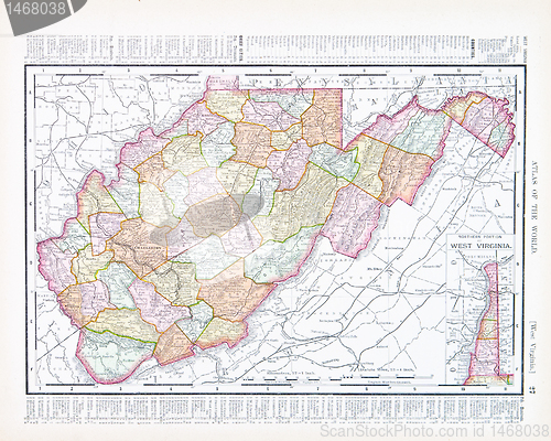 Image of Antique Map of West Virginia, WV United Sates, USA