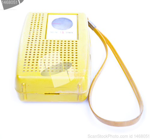 Image of XXXL 1960's Yellow Plastic Transistor Radio Isolated White Backg