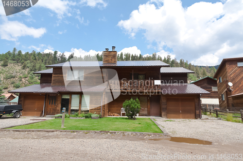 Image of Cute Wooden Ski Chalet Cabin Mountains NM