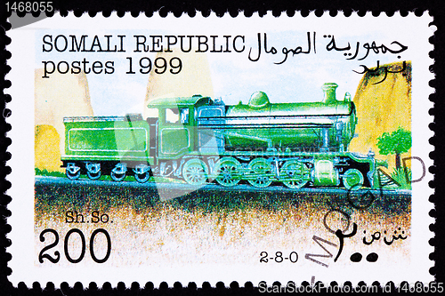 Image of Somali Train Postage Stamp Old Railroad Steam Engine Locomotive