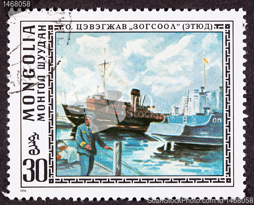 Image of Cevegshava Painting Fishing Boats Harbor Dock Master