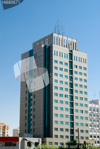 Image of Office Building Against Blue Sky, Beijing, China