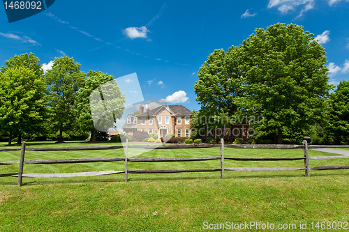 Image of Single Family Georgian House Home Lawn Fence USA