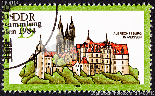 Image of Canceled East German Postage Stamp Historic Gothic Albrechtsburg