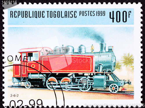 Image of Canceled Togo Train Postage Stamp Old Railroad Steam Engine Loco