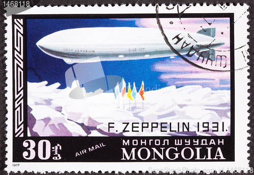 Image of Graf Zeppelin Flight North Pole, Mongolian Air Mail Postage Stam