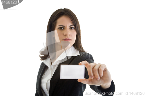 Image of White Businesswoman Suit, Business Card, Isolated