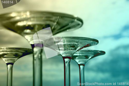 Image of Martini glasses and reflections