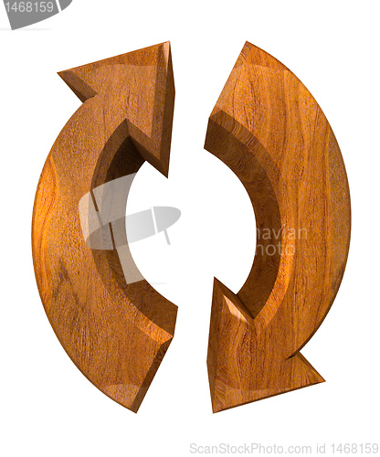 Image of arrows symbol in wood - 3D 