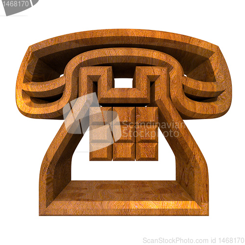 Image of phone symbol in wood - 3D 