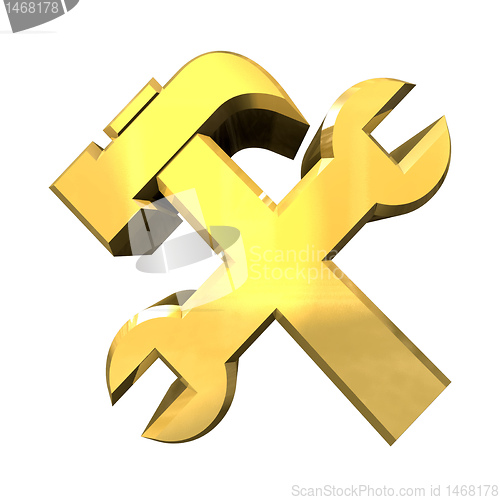 Image of industrial working symbol in gold (3d) 